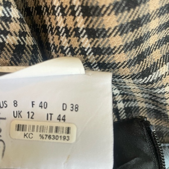 AKRIS Punto dress plaid at knee sz 8 leather trim sleeveless - Picture 7 of 9